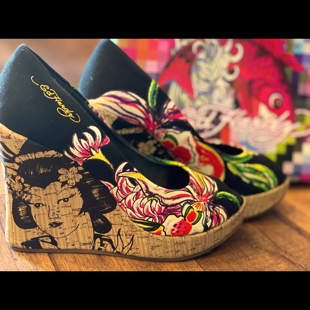 Ed Hardy Casablanca black Heel Platform size 10